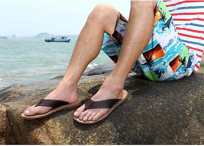 Sandaler Herre Fritidsmode Læder Flip-flops