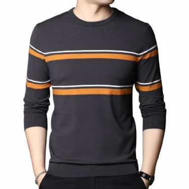 Herre Striktrøjer Cardigans Brand Fashion Stribet Pull Homme Pullover