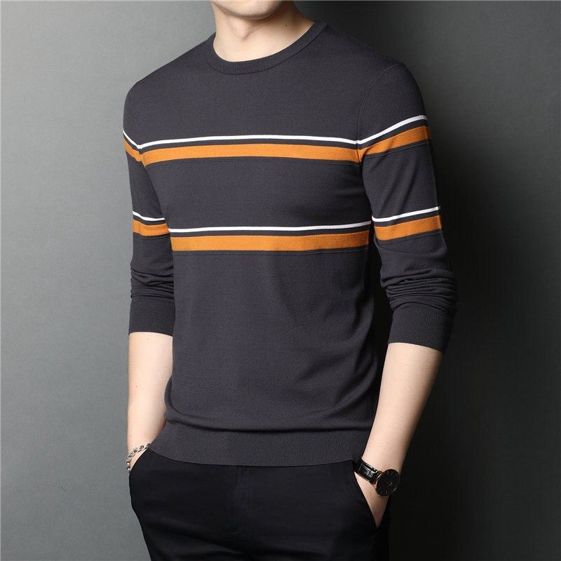 Herre Striktrøjer Cardigans Brand Fashion Stribet Pull Homme Pullover