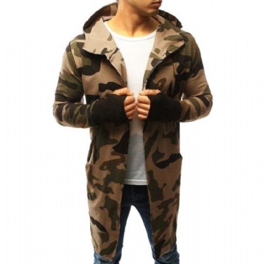 Herre Striktrøjer Cardigans Camouflage Hip Hop Hood Cardigan