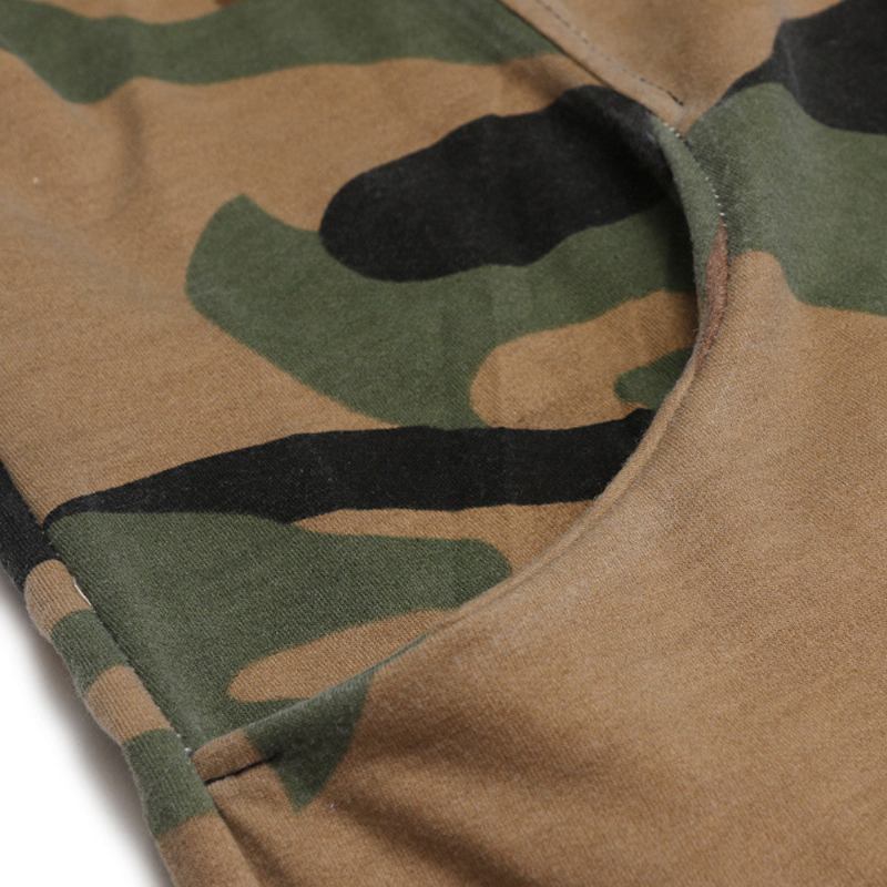 Herre Striktrøjer Cardigans Camouflage Hip Hop Hood Cardigan