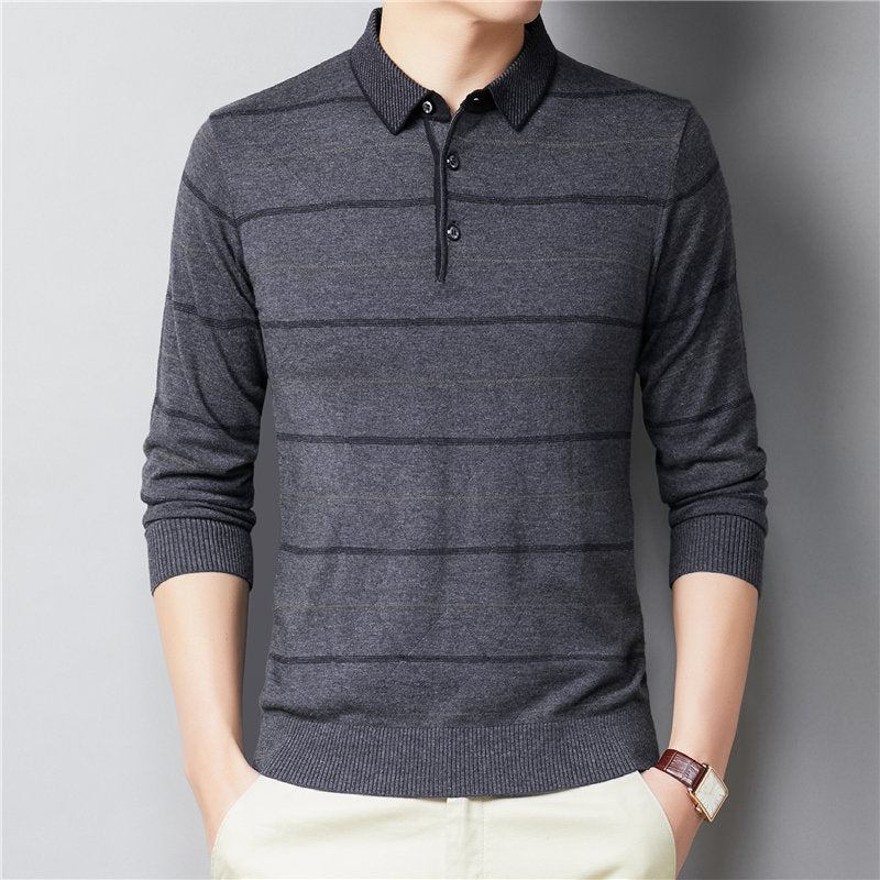 Herre Striktrøjer Cardigans Uld Business Turn-down Krave Pullover