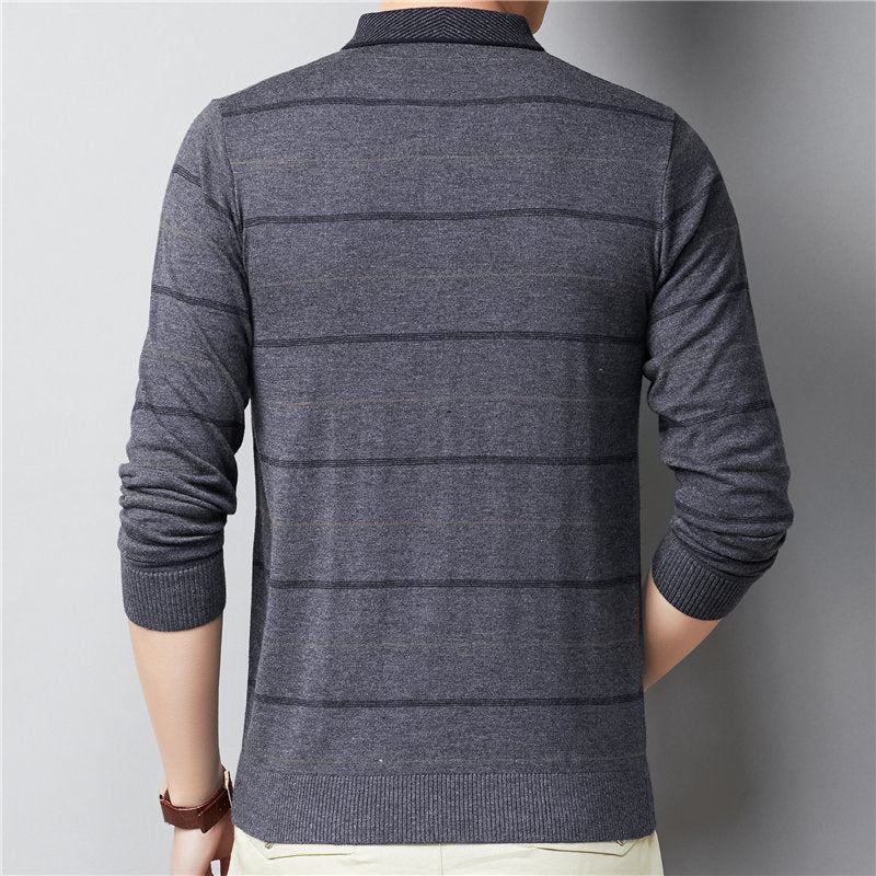 Herre Striktrøjer Cardigans Uld Business Turn-down Krave Pullover