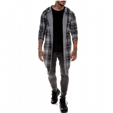 Striktrøjer Cardigans Herre Stor Plaid Stribet Cardigan