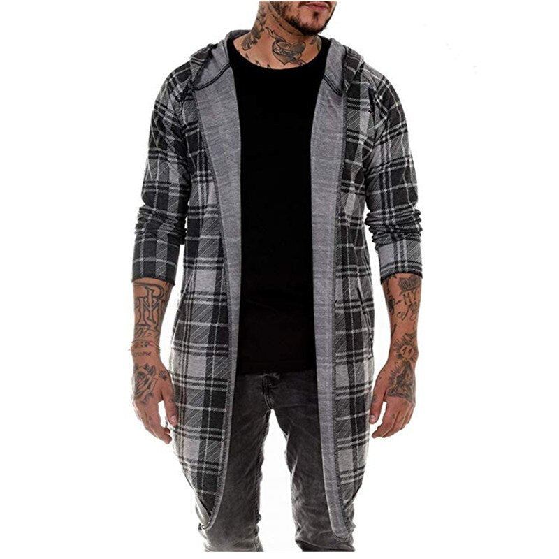 Striktrøjer Cardigans Herre Stor Plaid Stribet Cardigan