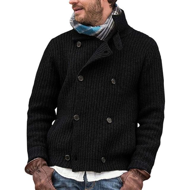 Striktrøjer Cardigans Herre Turndown-krave Strikket Cardigan Med Knapper