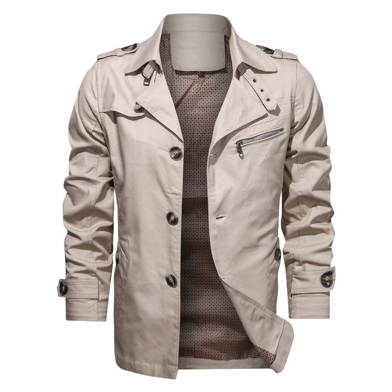 Herre Jakker Frakker Lapel Fashion Single Breasted Trench Coat