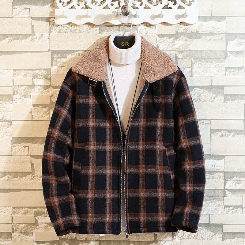 Herre Jakker Frakker Trendy Fleeceforing Flannel Plaid Jakke