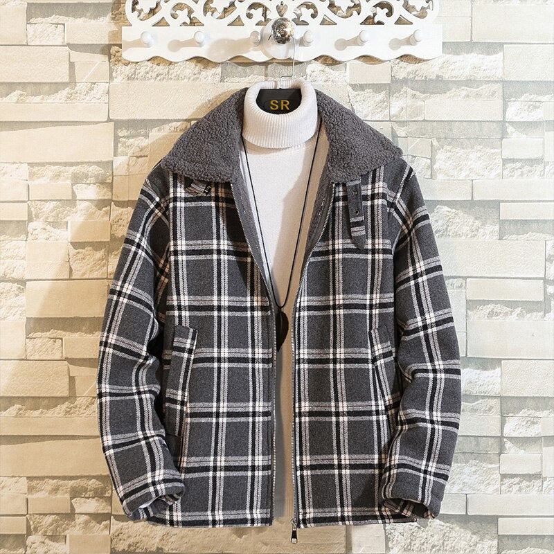 Herre Jakker Frakker Trendy Fleeceforing Flannel Plaid Jakke