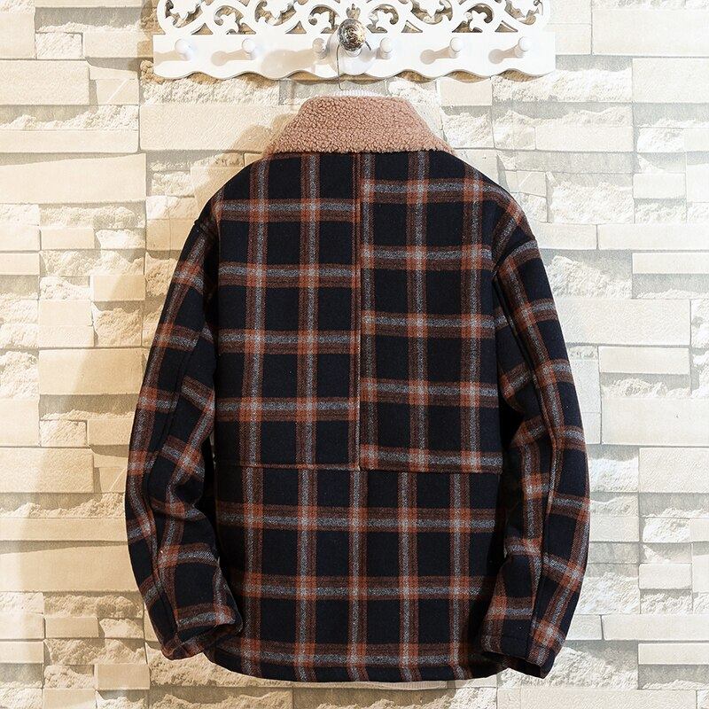 Herre Jakker Frakker Trendy Fleeceforing Flannel Plaid Jakke