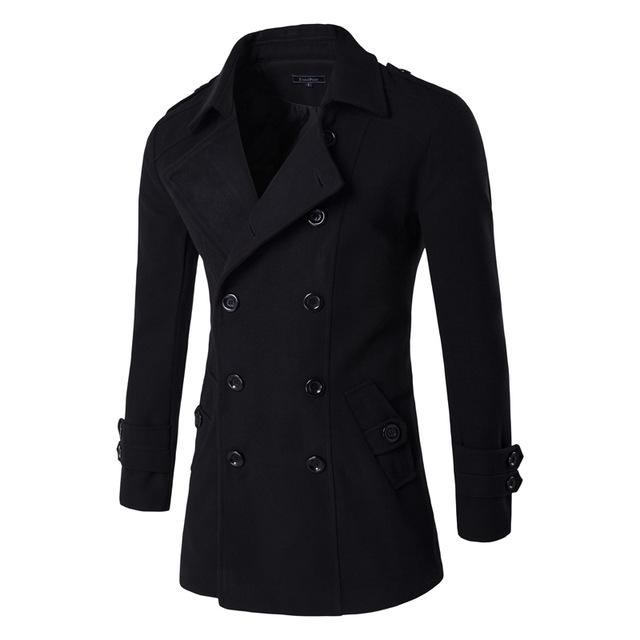 Herre Jakker Frakker Uldblandinger Double Breasted Peacoat