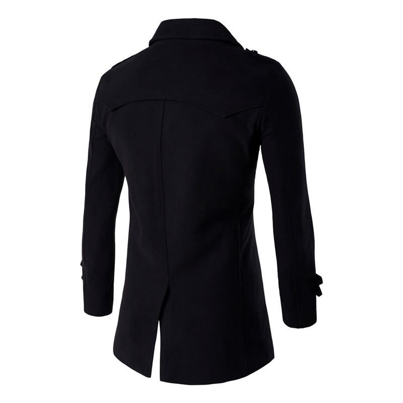 Herre Jakker Frakker Uldblandinger Double Breasted Peacoat