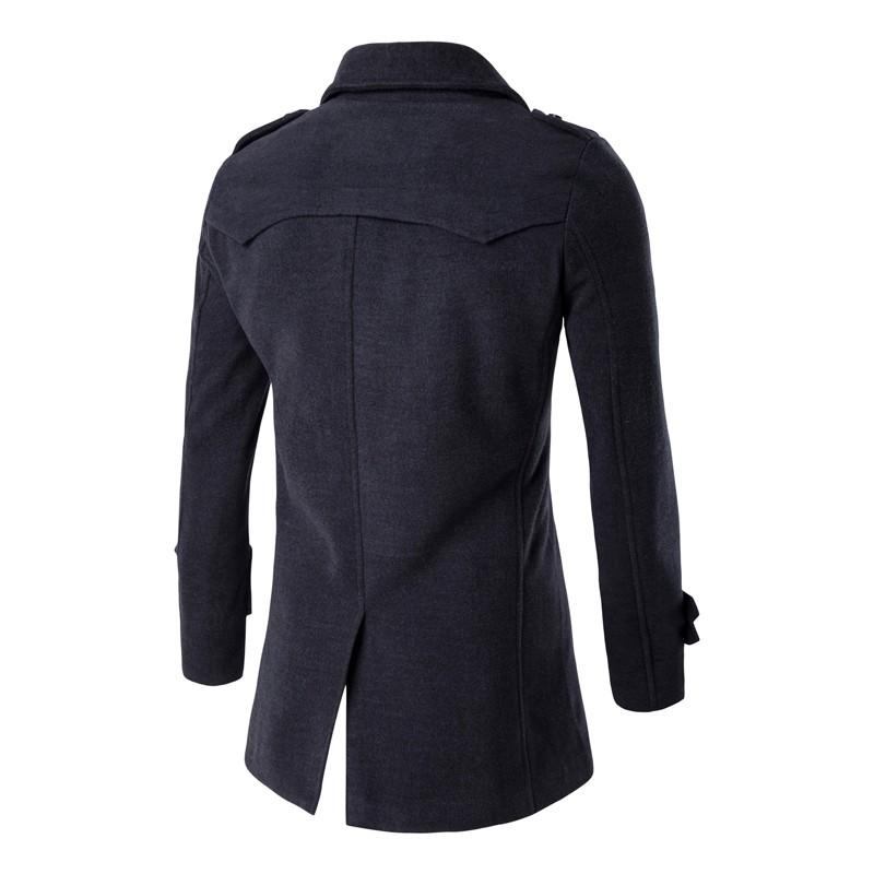 Herre Jakker Frakker Uldblandinger Double Breasted Peacoat