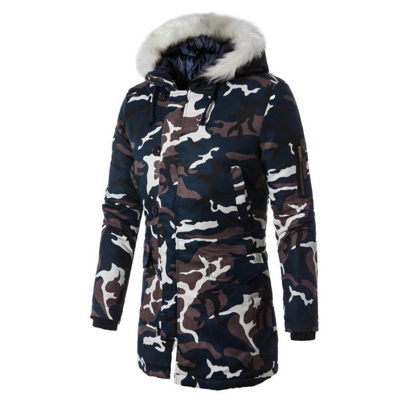 Herre Jakker Frakker Vinter Camouflage Fur Hood Parka