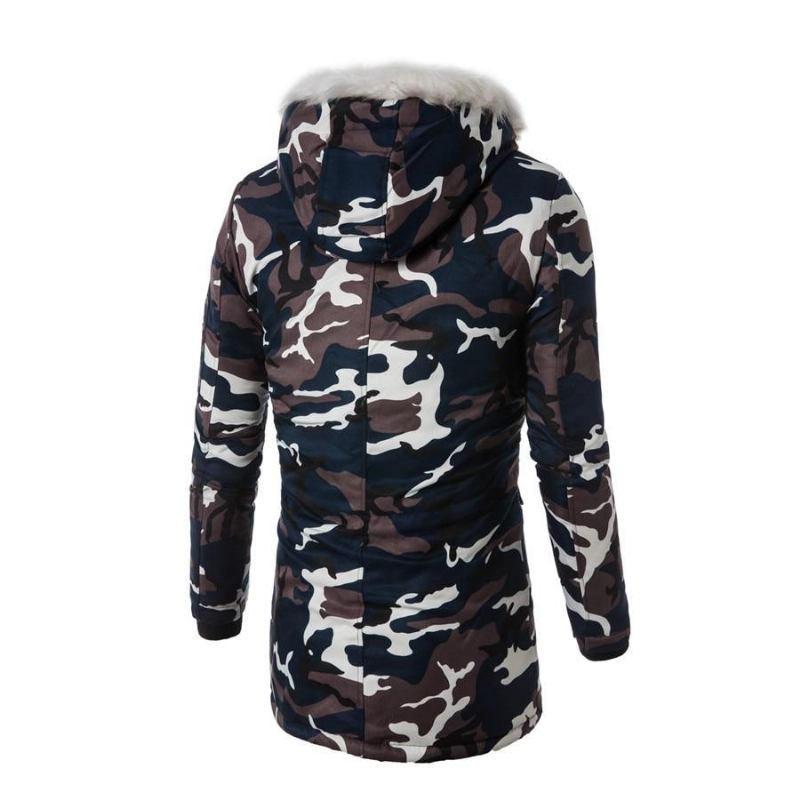 Herre Jakker Frakker Vinter Camouflage Fur Hood Parka