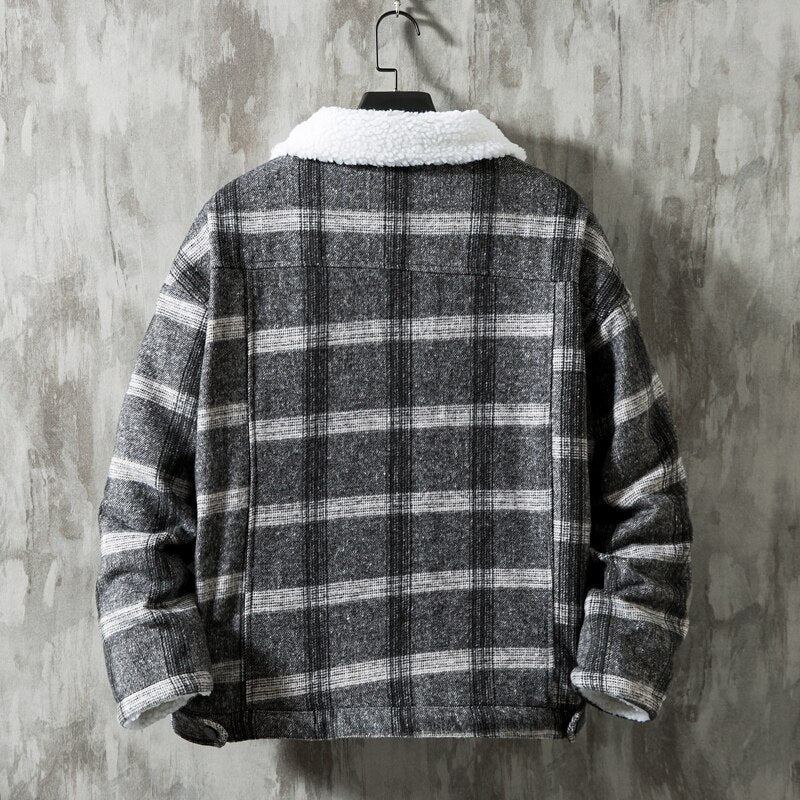 Herre Jakker Frakker Vinter Flannel Plaid Bomuldsjakke