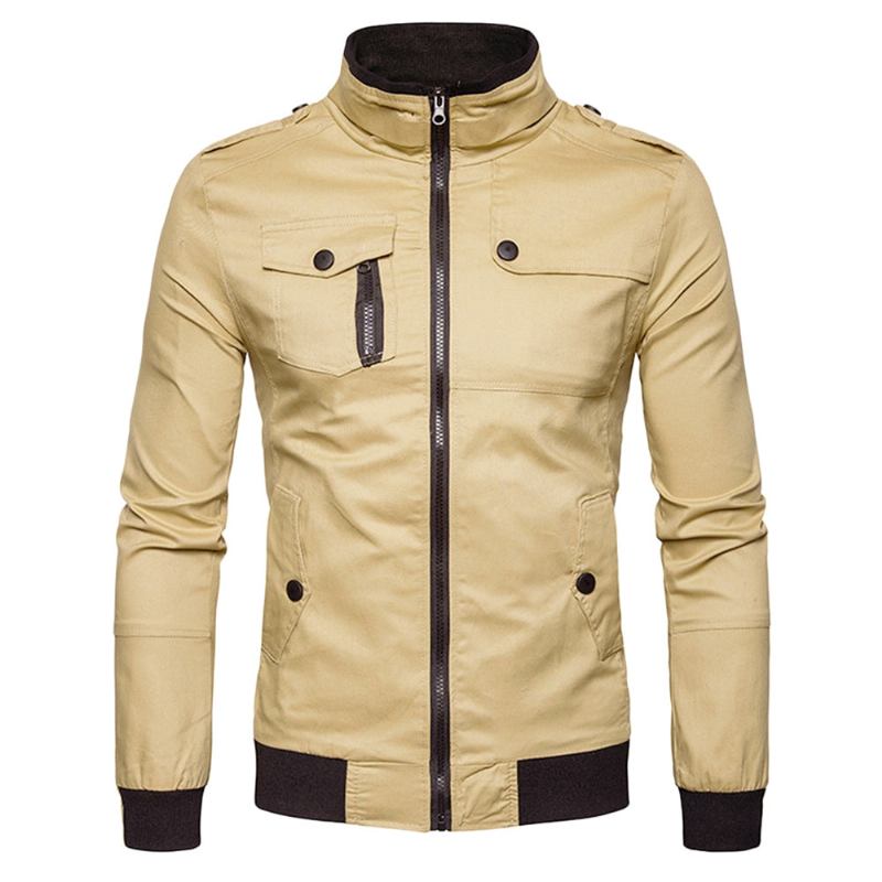 Jakker Frakker Herre Epaulet Design Lommer Zip Up Jakke