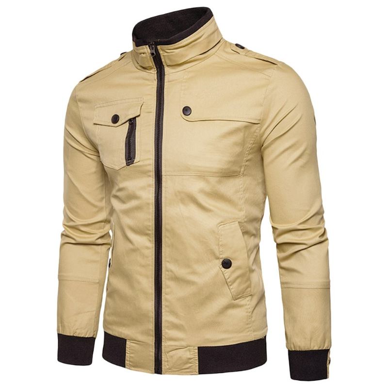 Jakker Frakker Herre Epaulet Design Lommer Zip Up Jakke