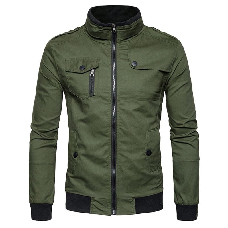 Jakker Frakker Herre Epaulet Design Lommer Zip Up Jakke