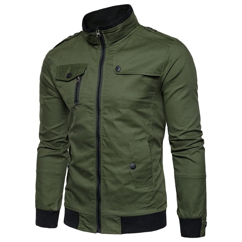 Jakker Frakker Herre Epaulet Design Lommer Zip Up Jakke