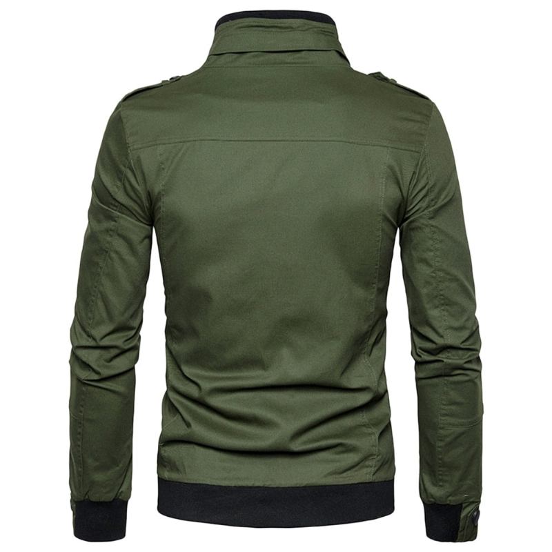 Jakker Frakker Herre Epaulet Design Lommer Zip Up Jakke