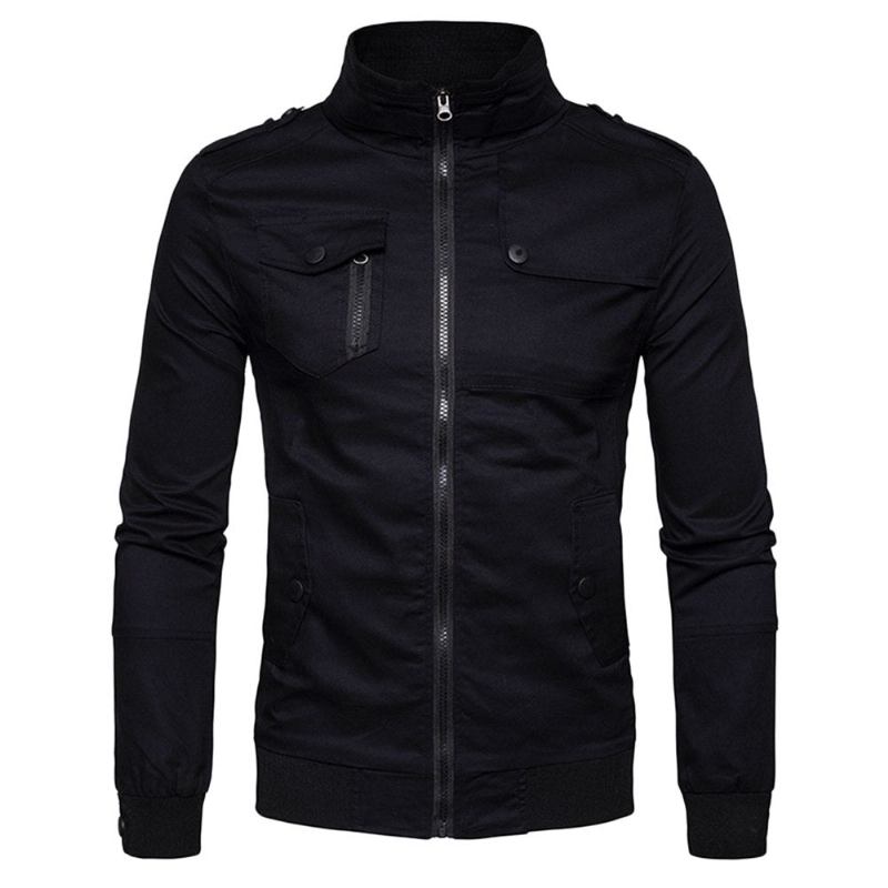 Jakker Frakker Herre Epaulet Design Lommer Zip Up Jakke