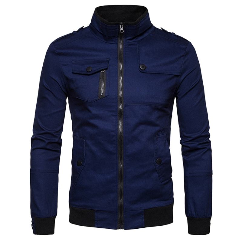 Jakker Frakker Herre Epaulet Design Lommer Zip Up Jakke