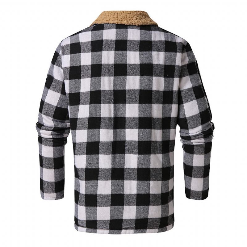 Jakker Frakker Herre Mode Vinter Plaid Sort Hvid Jakke