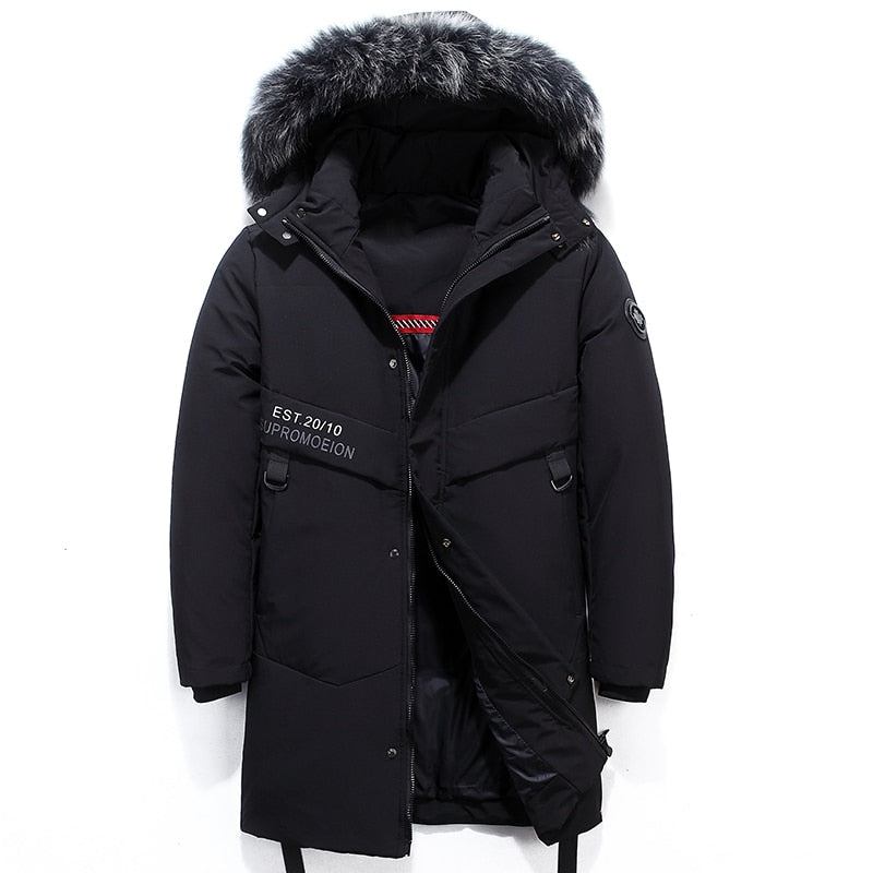 Jakker Frakker Herre Winter Warm Heavy 80% Down Fur Hood Parka