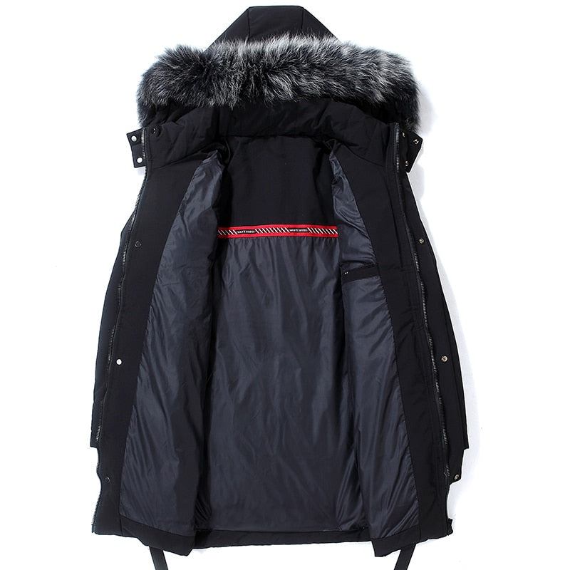 Jakker Frakker Herre Winter Warm Heavy 80% Down Fur Hood Parka