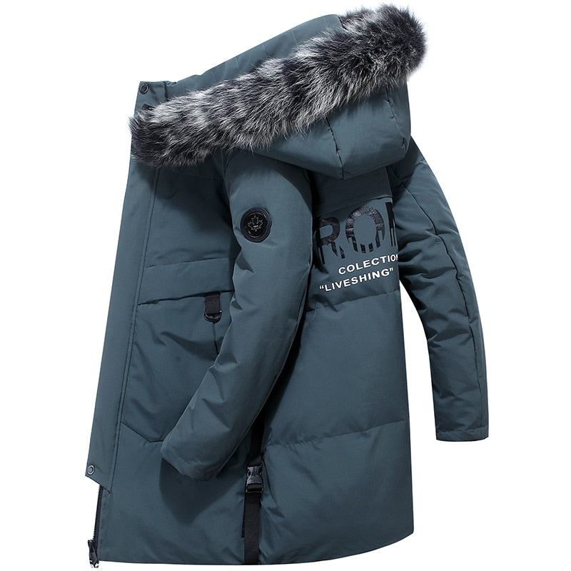 Jakker Frakker Herre Winter Warm Heavy 80% Down Fur Hood Parka