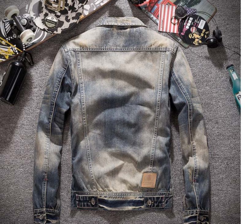 Denim Jakker Herre Amerikansk Trendy Cowboy Jeanjakke