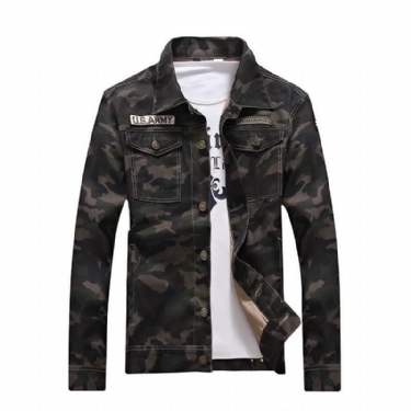 Denim Jakker Herre Denim Camouflage Windbreaker Overtøjsjakke