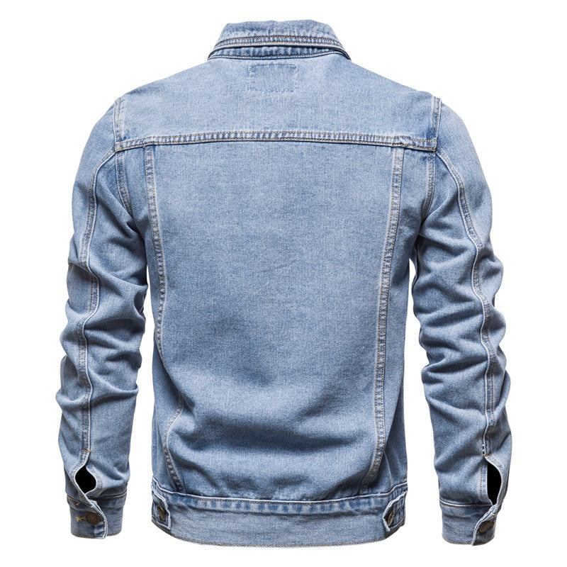 Denim Jakker Herre Denim Lapel Single Breasted Jeansjakke