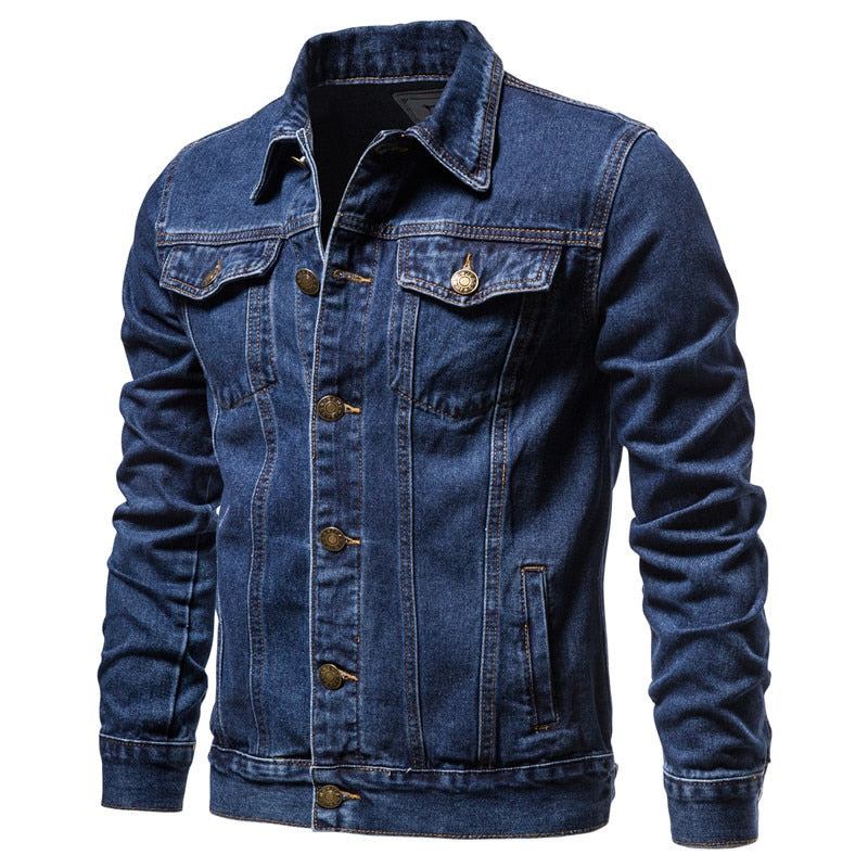 Denim Jakker Herre Denim Lapel Single Breasted Jeansjakke