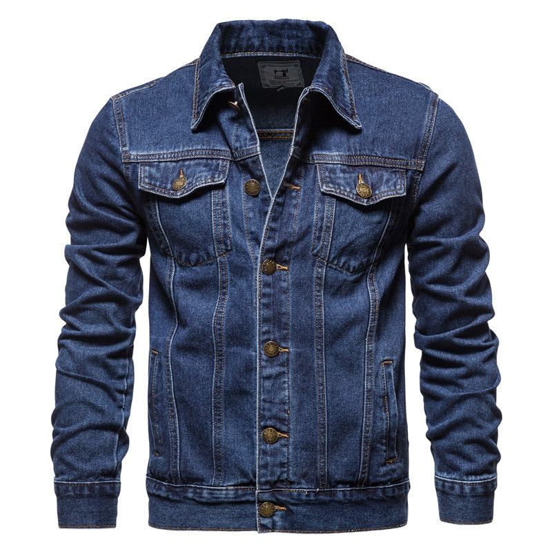 Denim Jakker Herre Denim Lapel Single Breasted Jeansjakke