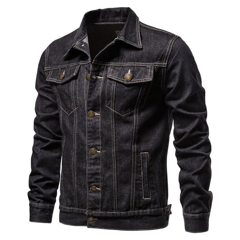 Denim Jakker Herre Denim Lapel Single Breasted Jeansjakke