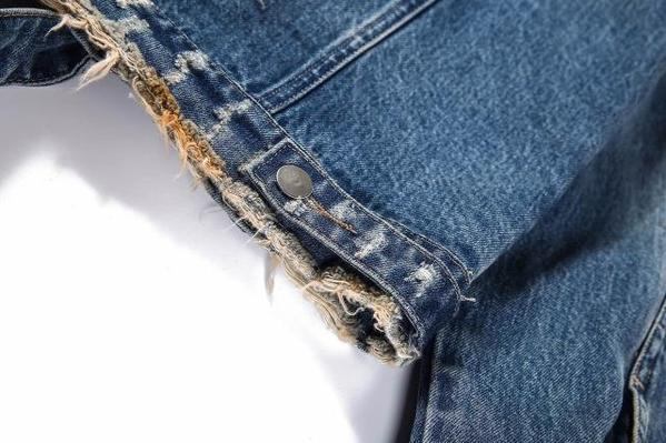 Denim Jakker Herre Ripped Ribbon Distressed Denimjakke