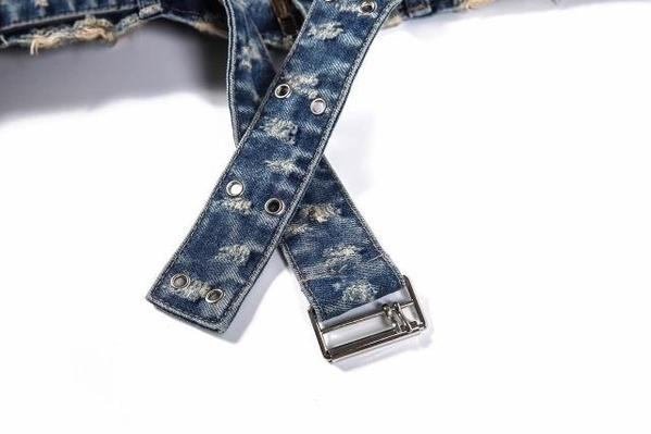 Denim Jakker Herre Ripped Ribbon Distressed Denimjakke