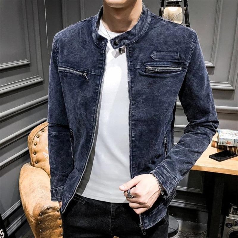 Denim Jakker Herre Solid Denimjakke I Retrostil