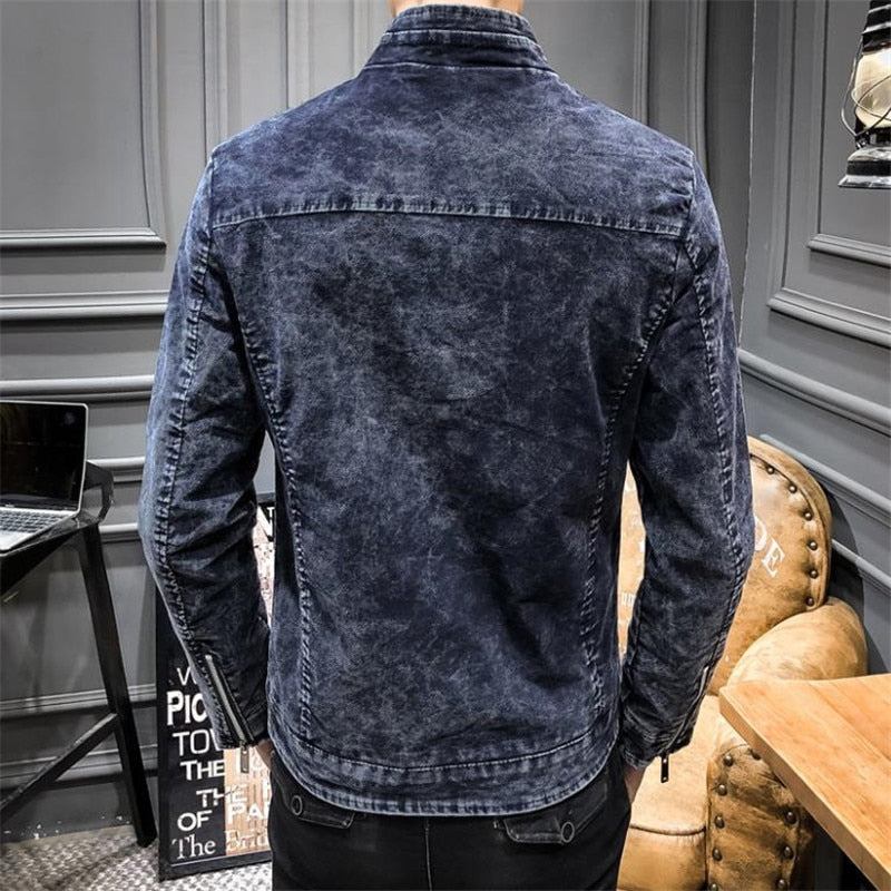 Denim Jakker Herre Solid Denimjakke I Retrostil