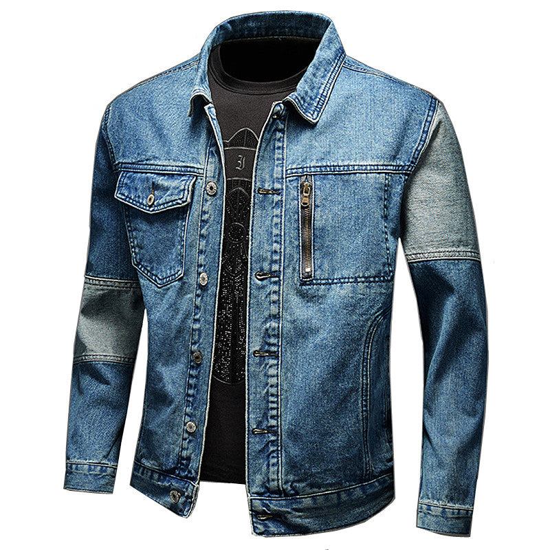 Denim Jakker Herre Syning Design Mode Løs Kontrast Denim Jakke