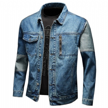 Denim Jakker Herre Syning Design Mode Løs Kontrast Denim Jakke