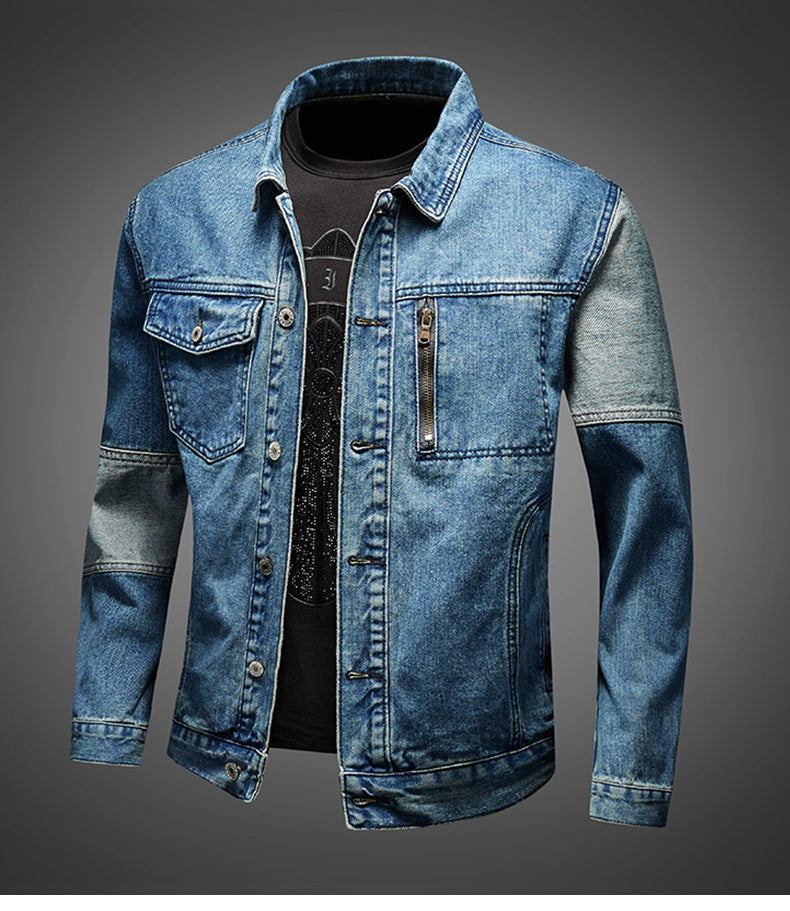 Denim Jakker Herre Syning Design Mode Løs Kontrast Denim Jakke