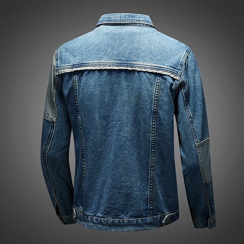 Denim Jakker Herre Syning Design Mode Løs Kontrast Denim Jakke