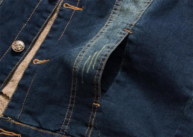 Denim Jakker Herre Varm Aftagelig Pelskrave Slim Jakke