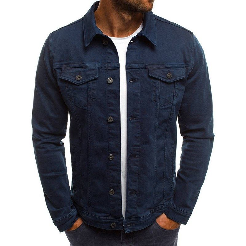 Herre Denim Jakker Casual Streetwear Denimjakke