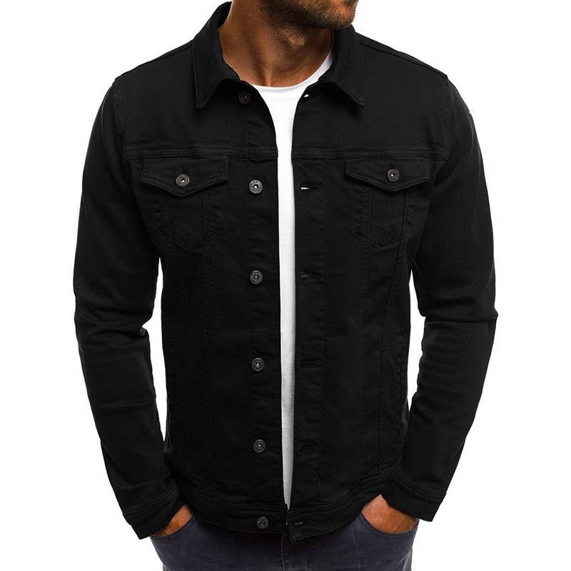 Herre Denim Jakker Casual Streetwear Denimjakke