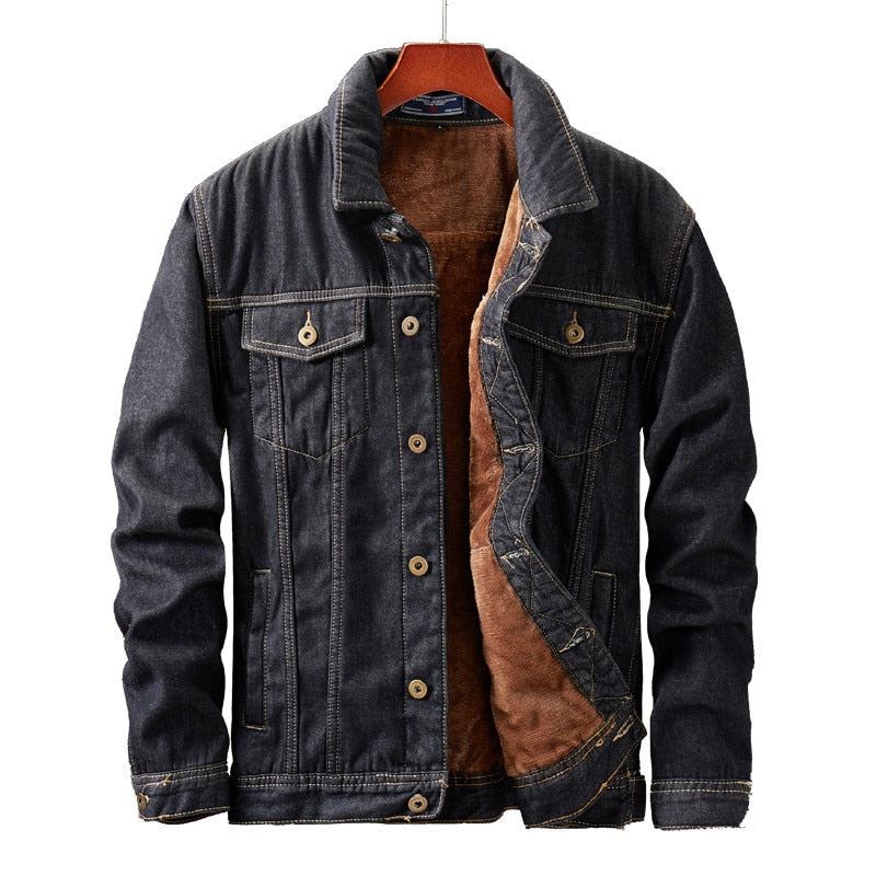 Herre Denim Jakker Cowboy Fleece Denimjakke