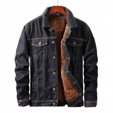 Herre Denim Jakker Cowboy Fleece Denimjakke